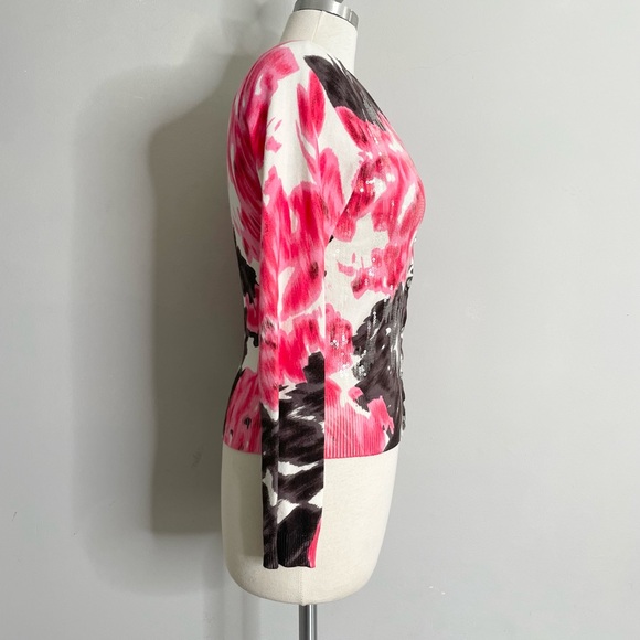 INC INTERNATIONAL CONCEPTS Floral Sequined Long Sleeve Cardigan Sweater - Picture 5 of 7